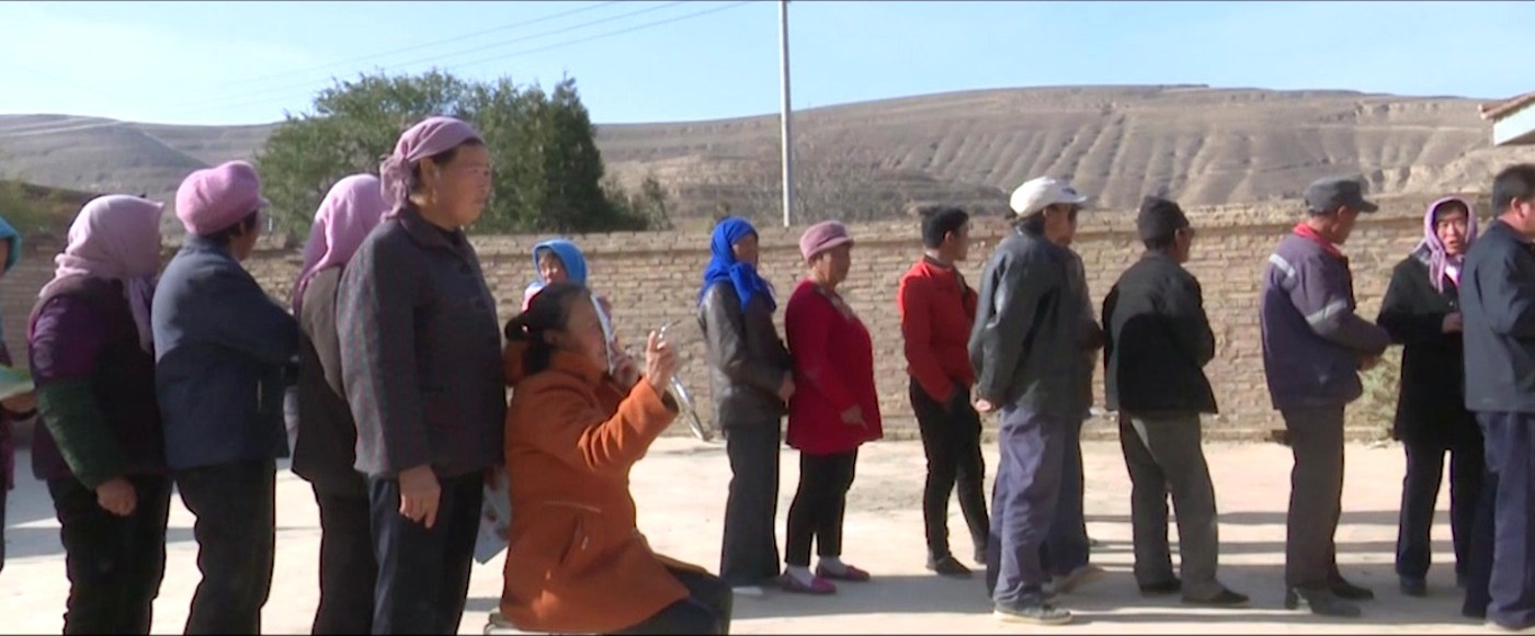 Residents taking part in a community eye screening