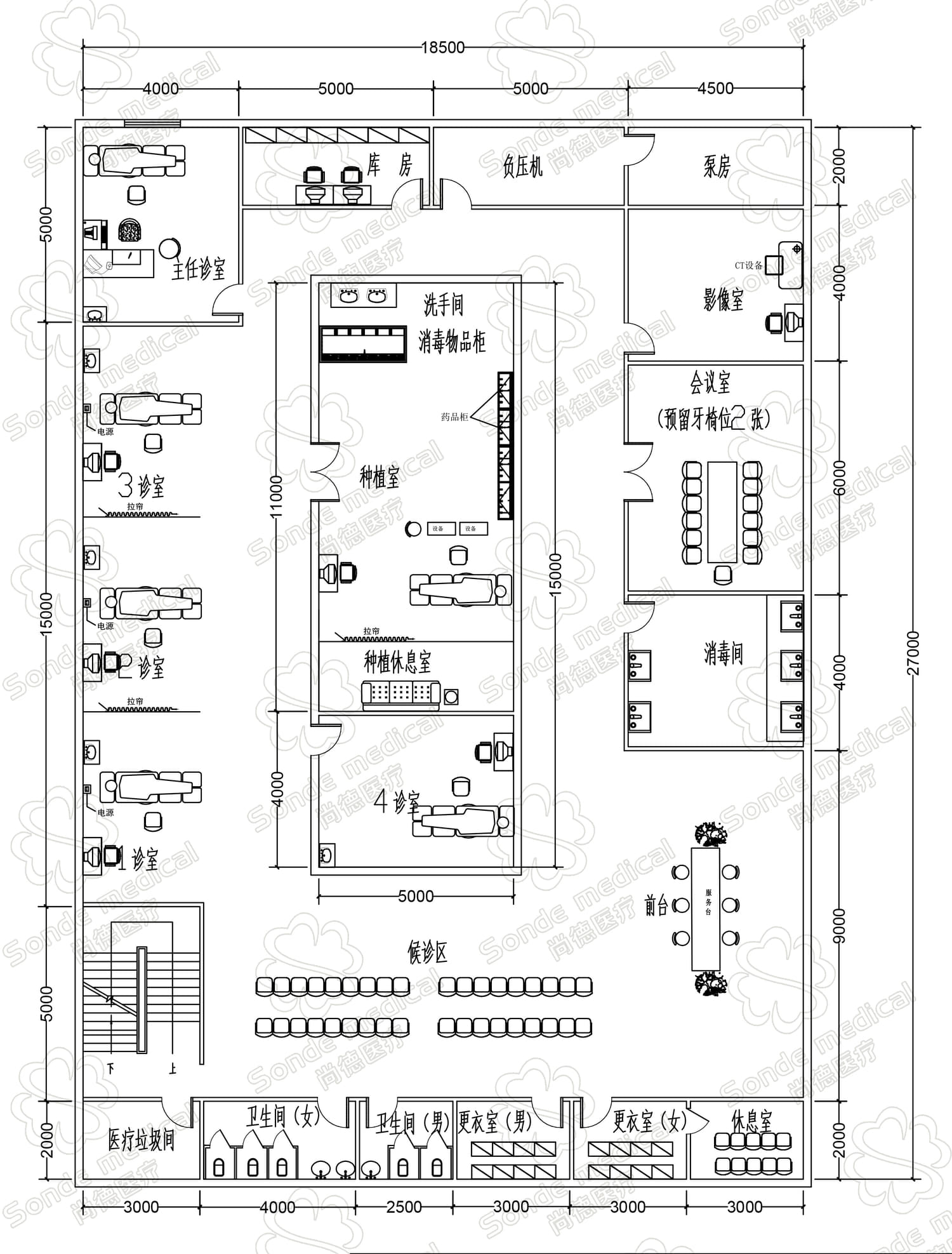 Anonymized historical floor plan for the dental center project