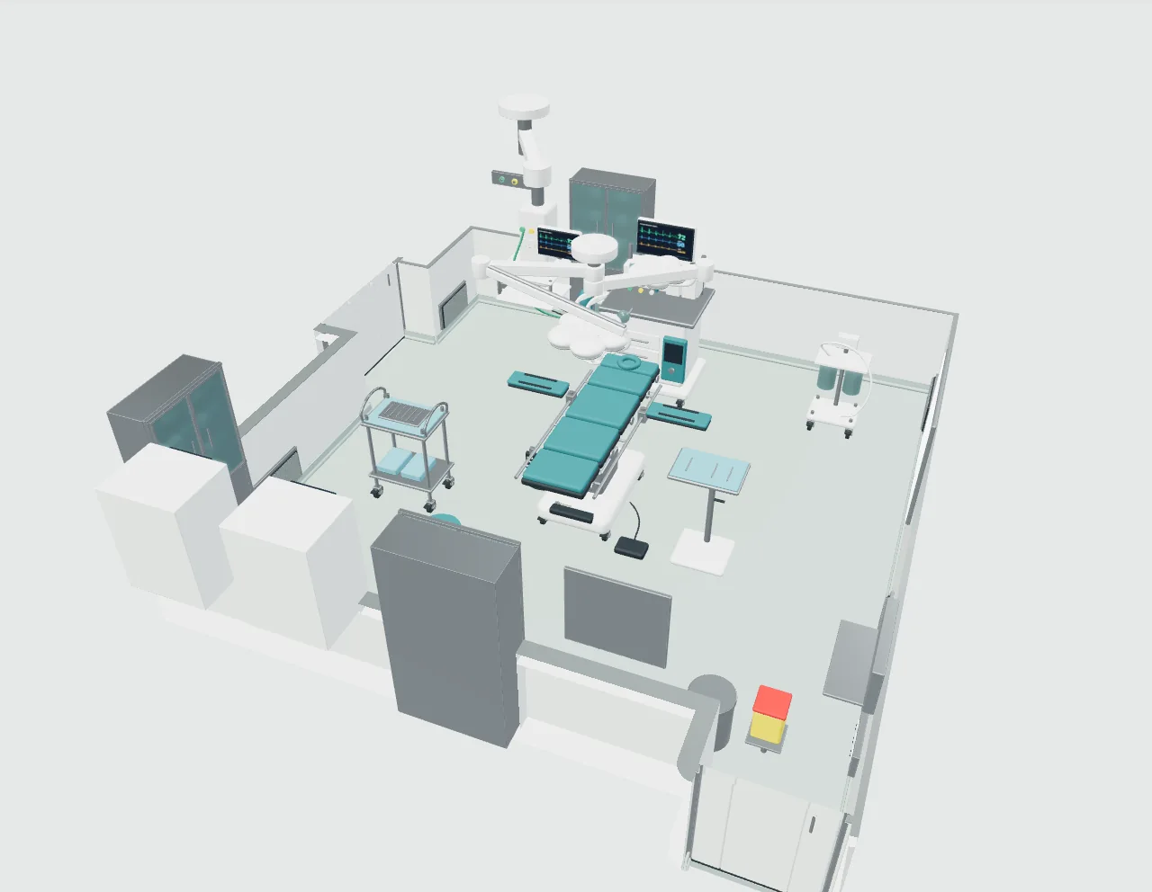 A complete two-theatre operating suite — space or equipment view 1