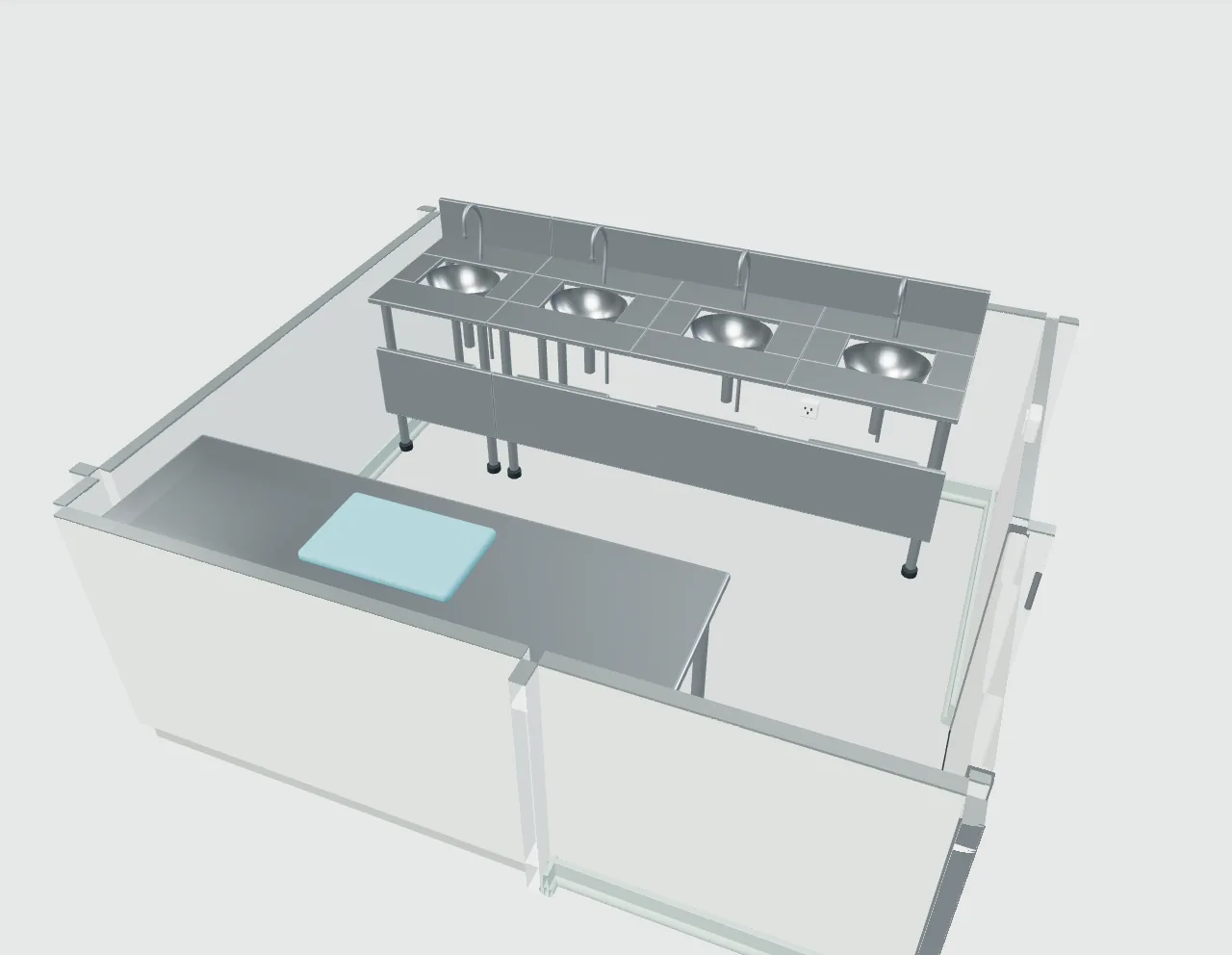 A complete two-theatre operating suite — space or equipment view 3